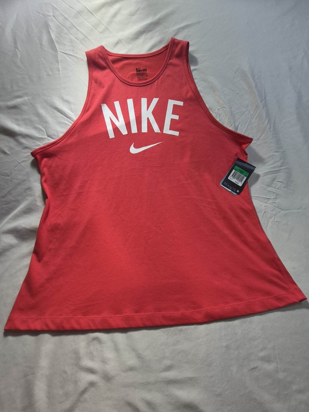 Nike Women's Coral Red Tank with White Logo
